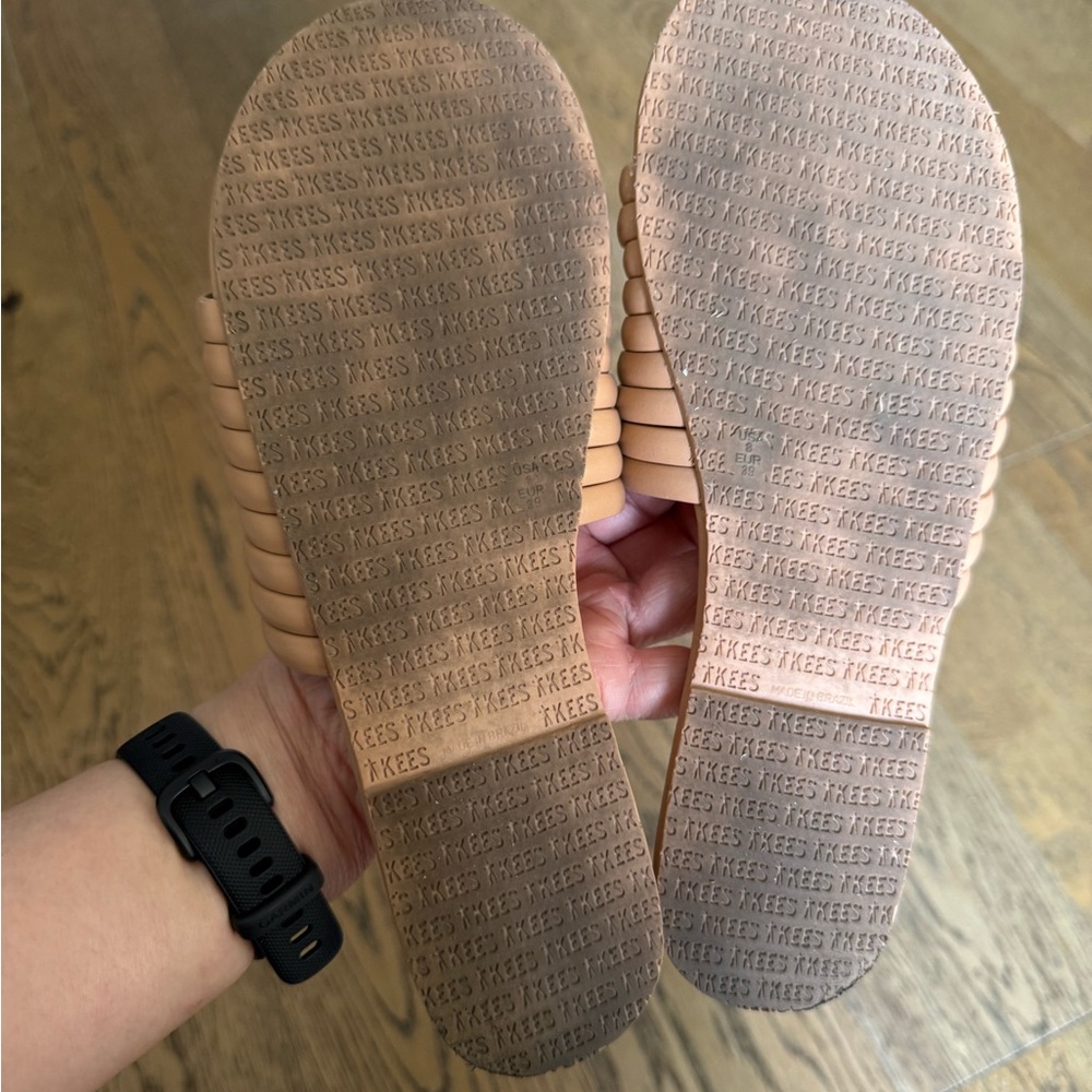 TKEES Ribbed Slide Sandals in Light Tan - Picture 2 of 3